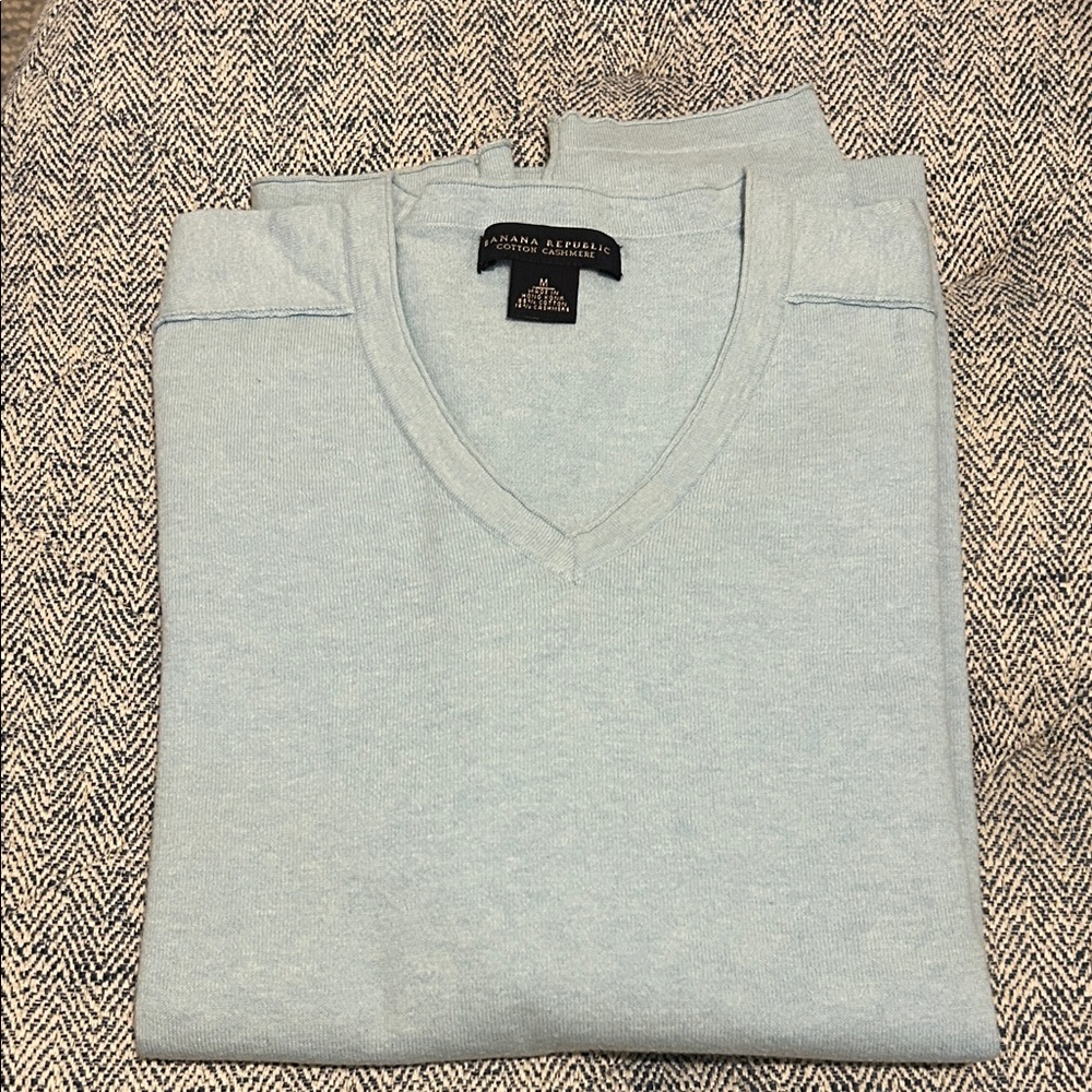Cotton Cashmere Banana Republic Light Blue Men's Sweater